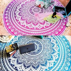 Set of 2 Boho Mandala Indian Meditation Tapestry - 72 Inches, Blue and Pink Holiday Promotional Bundle!