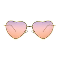 Women's Round Gold Heart Gold Sunglasses