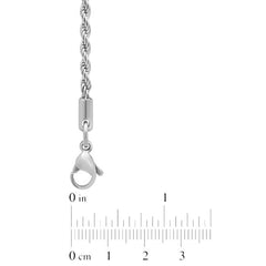 Mens Silver-Tone Stainless Steel Rope Link Chain Necklace