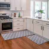 2 PCS Cushioned Anti-Fatigue Kitchen Rug, Waterproof Non-Slip Kitchen Mats and Rugs Heavy Duty PVC Ergonomic Comfort Foam Rug for Kitchen, Floor Home, Office, Sink, Laundry,Grey