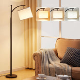 Floor Lamps for Living Room with 3 Color Temperatures, Standing Lamp Tall with Adjustable Linen Shade, Tall Lamps for Living Room Bedroom Office Classroom Dorm Room, 9W Bulb Included