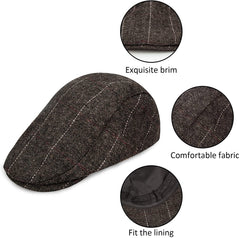 2 Pack Newsboy Gatsby Hats for Men Classic Herringbone Tweed Wool Blend