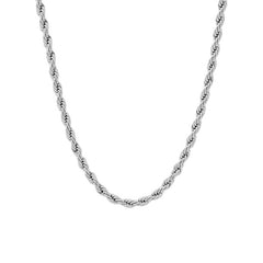 Mens Silver-Tone Stainless Steel Rope Link Chain Necklace