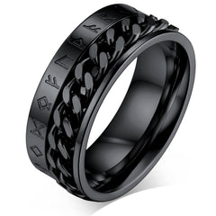 Nordic Viking Spinner Runes Ring Men