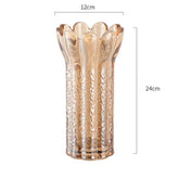 Embossed Flower Shape Crystal Glass Vase