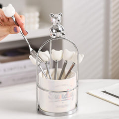 Bear Ceramic Dessert Fork & Spoon Storage Jar