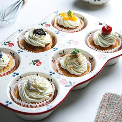 Cherry Print Ceramic Cake Baking Pan