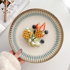 Embossed Vertical Grain Ceramic Plate