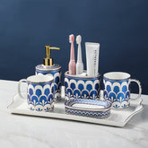 Feather Pattern Gilt Ceramic Bathroom Set