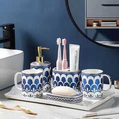 Feather Pattern Gilt Ceramic Bathroom Set