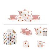 Hand Painted Strawberry Ceramic Teapot Set