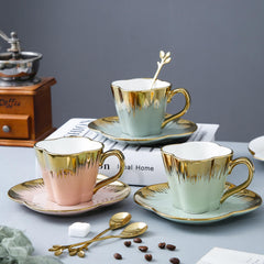 Petal Gold Edge Ceramic Cup and Saucer