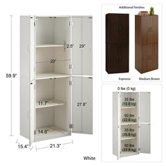 4-Door 5' Storage Cabinet, Rustic Oak