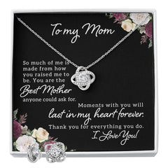 To My Mom-So much of me Love Knot Earring & Necklace Set