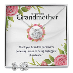 To My Lovable Grandmother Love Knot Earring & Necklace Set