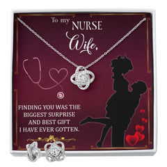 To My Nurse Wife Finding you love knot earring necklace set