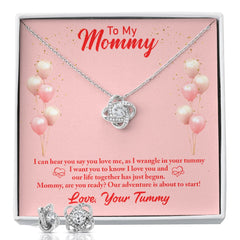To my mommy-I can hear you Love Knot Earring & Necklace Set