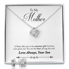 50-To Mother from Son(1) Love Knot Earring & Necklace Set