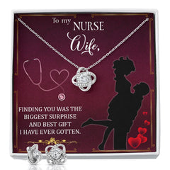 To My Nurse Wife Finding you love knot earring necklace set