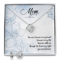 You are forever in my heart Love Knot Earring & Necklace Set