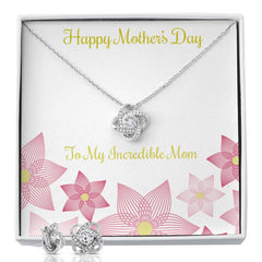 Mothers Day Inserts-01 Love Knot Earring & Necklace Set
