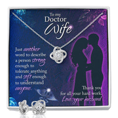 To My Doctor Wife, Just another word Love Knot Earring & Necklace Set