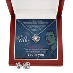 To My Nurse Wife, How Can I Express Love Knot Earring & Necklace Set