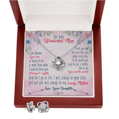 To My Wonderful Mom Love Knot Earring & Necklace Set