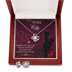 To My Nurse Wife Finding you love knot earring necklace set