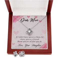 Dear Mom-Happy Mother's Day! Love Knot Earring & Necklace Set