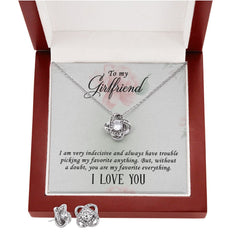 To my girlfriend-I AM VERY INDECISIVE Love Knot Earring & Necklace Set
