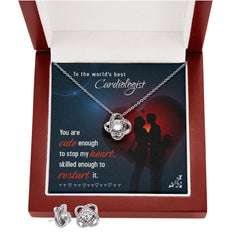To The world's Best Cardiologist Love Knot Earring & Necklace Set