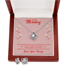 To my mommy-I can hear you Love Knot Earring & Necklace Set