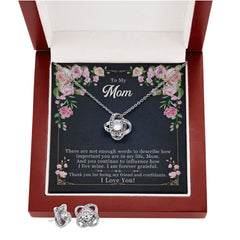 To My Mom, There are not enough words to say Love Knot Earring & Necklace Set