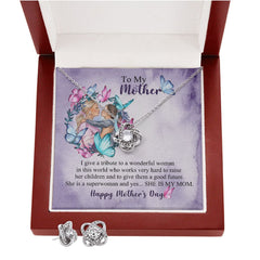 Mothers day design 6-01 Love Knot Earring & Necklace Set