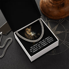 GOD DOESN'T GIVE THE HARDEST BATTLES TO HIS TOUGHEST WARRIOR Motivational Men Cuban Link Chain Gift Set