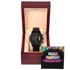 Happy Birthday Black Chronograph Men's Gift Watch