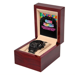 Happy Birthday Black Chronograph Men's Gift Watch