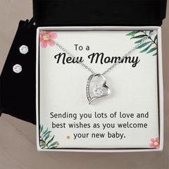 76 Forever Love Necklace and Cubic Zirconia Earring Set
