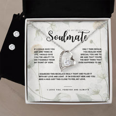 To My Beautiful Soulmate... Forever Love Necklace and Cubic Zirconia Earring Set