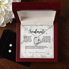 To My Beautiful Soulmate... Forever Love Necklace and Cubic Zirconia Earring Set