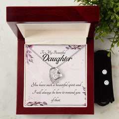 To My beautiful Daughter, you have such a beautiful spirit Forever Love Necklace and Cubic Zirconia Earring Set