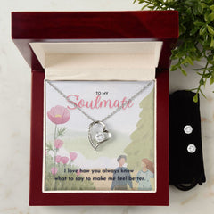 To My Soulmate I love how you always know what to say Forever Love Necklace and Cubic Zirconia Earring Set