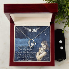 Mom Forever Love Necklace and Cubic Zirconia Earring Set