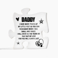 Daddy - newborn little feet Acrylic Puzzle Plaque, Fathers Day Gift