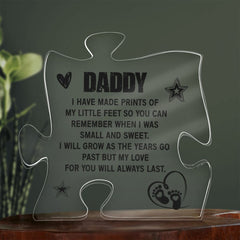Daddy - newborn little feet Acrylic Puzzle Plaque, Fathers Day Gift