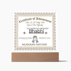 Square Acrylic Plaque Bhabhi