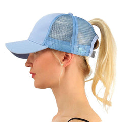 ADJUSTABLE PONYTAIL BASEBALL HAT- PONYCAP