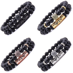 2 Pack Matte Beads Unisex Chakra Bracelet Fashion couple bracelet