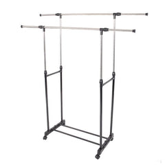 Adjustable Double Rod Garment Rack Rolling Bar -for Clothes Hanger Shoes